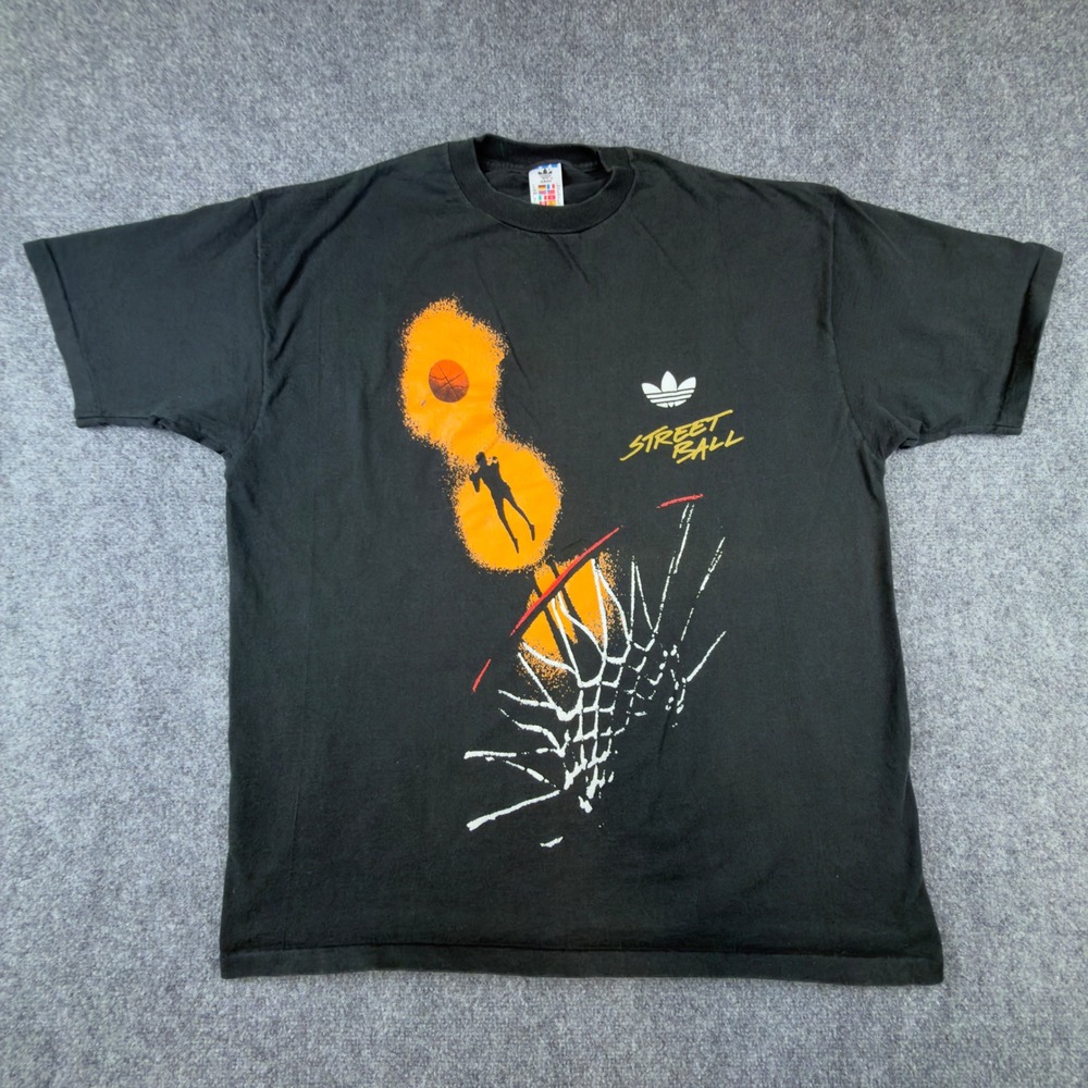 Vintage Adidas Streetball T Shirt Mens XL Black Single Stitch Made in USA 90s